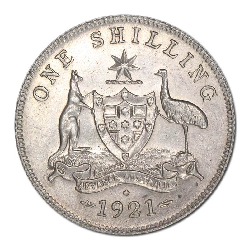 Australia 1921 Star Sydney Shilling Lustrous nUNC