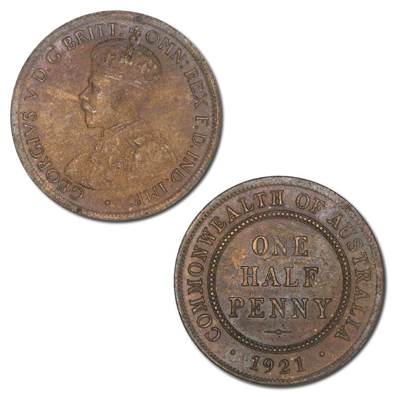 Australia 1921 Halfpenny Lustre UNC