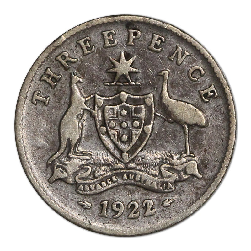 Australia 1922/1 Overdate Threepence VG/FINE