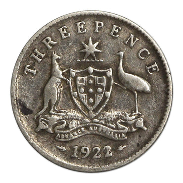 Australia 1922/1 Overdate Threepence VG/VG+