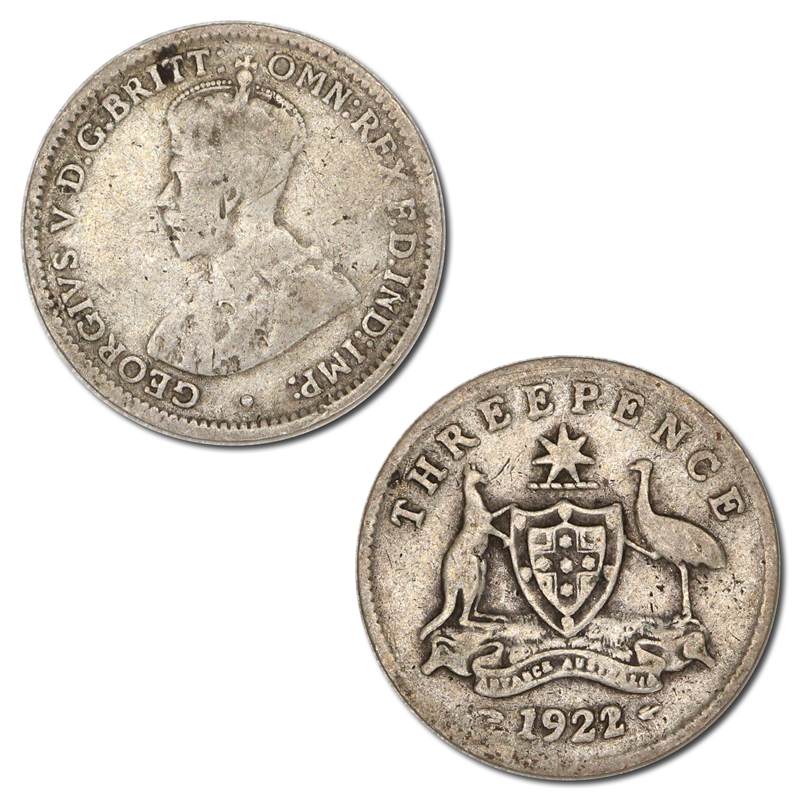 Australia 1922/1 Overdate Threepence VG