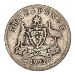 Australia 1922/1 Overdate Threepence VG