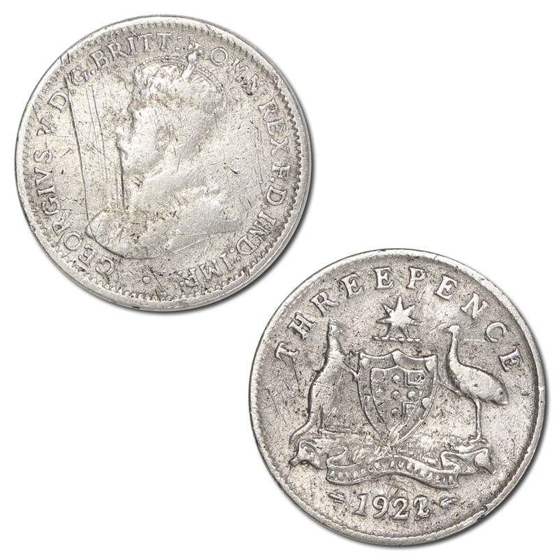 Australia 1922/1 Overdate Threepence Good/VG