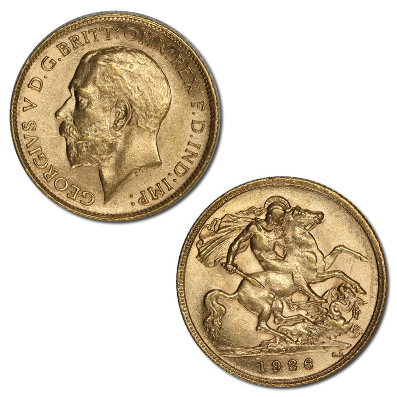 Great Britain 1926 S.A & 2001 Gold Half Sovereign Pair