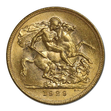 1929 Melbourne George V Gold Sovereign - THE KEY DATE RARE!
