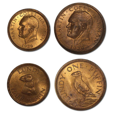 Lundy 1929 1/2 Puffin and 1 Puffin Pair UNC