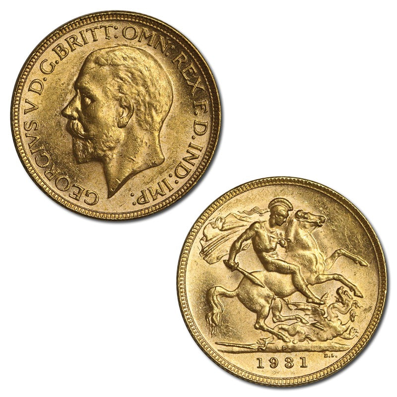 1931 Perth George V Small Head Gold Sovereign Lustrous UNC