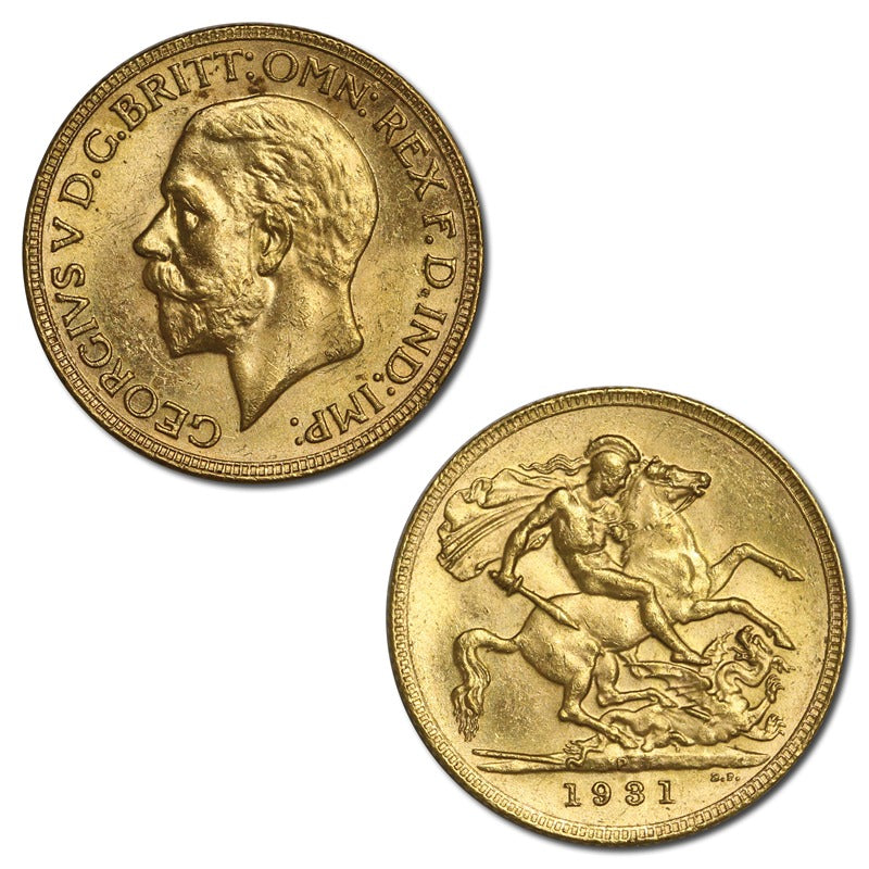 1931 Perth George V Small Head Gold Sovereign Lustrous UNC