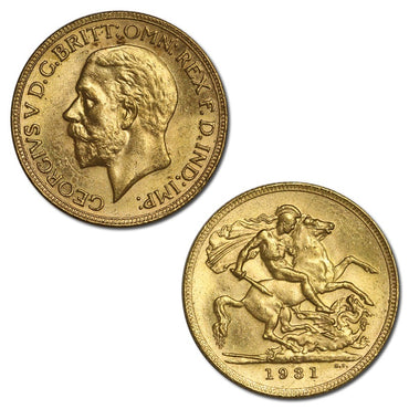 1931 Perth George V Small Head Gold Sovereign Lustrous UNC