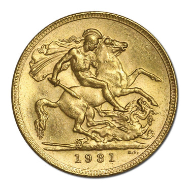 1931 Perth George V Small Head Gold Sovereign Lustrous UNC