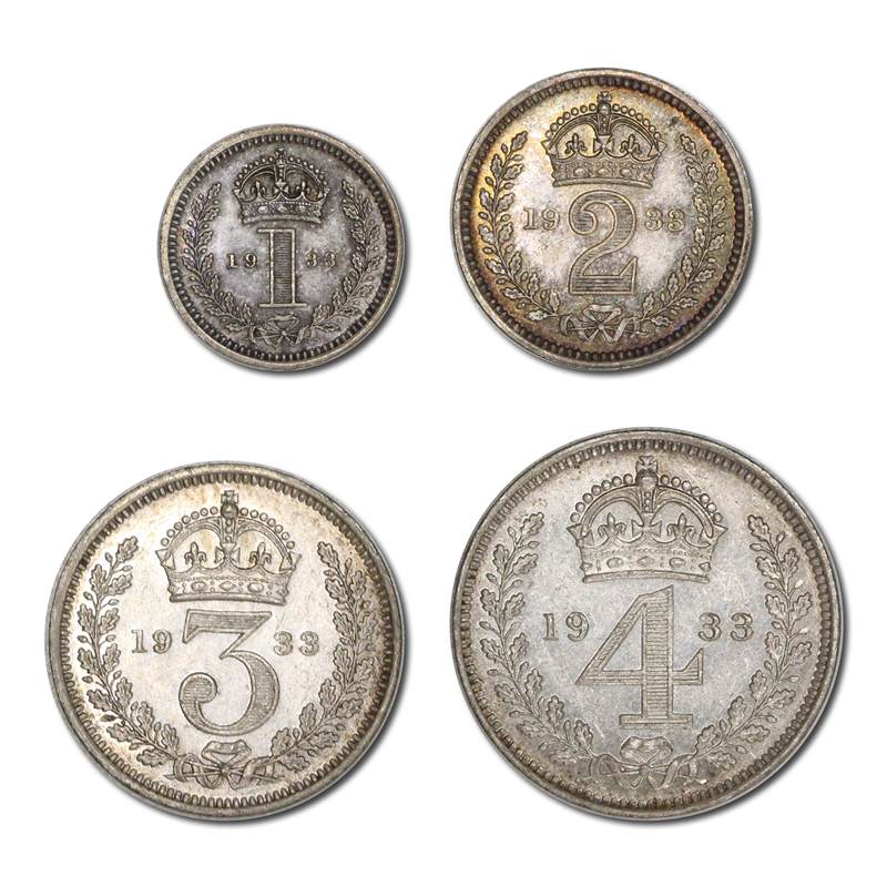 Great Britain 1933 George V Silver Maundy Silver Set