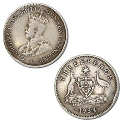 Australia 1934-3 Overdate Threepence VF+/VF