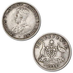 Australia 1934-3 Overdate Threepence VF+/VF