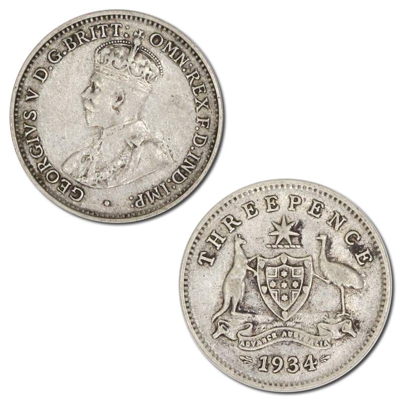 Australia 1934-3 Overdate Threepence VF+/VF