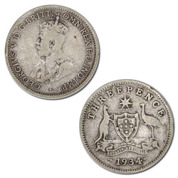 Australia 1934-3 Overdate Threepence VF+/VF