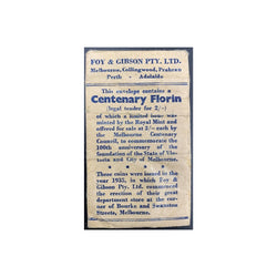Australia 1934/5 Melbourne Centenary Florin with Melbourne Foy's Bag