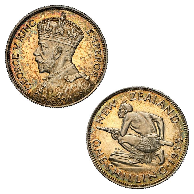 New Zealand 1935 Shilling Proof NGC PF65