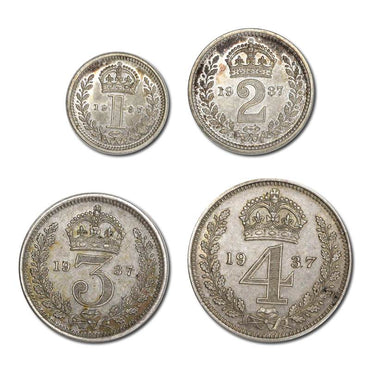 Great Britain 1937 George VI Silver Maundy Set Cased