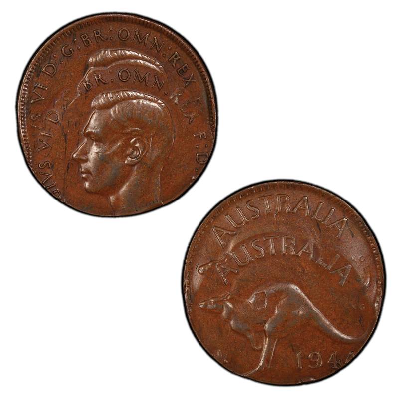 Australia 1944 Penny Error Double Struck VERY RARE!