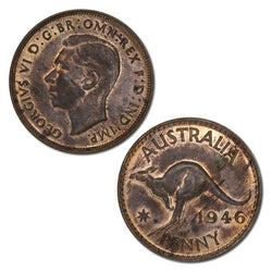 Australia 1946 Melbourne Penny - Key Date Lustrous UNC