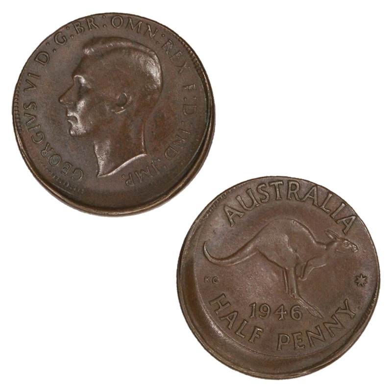 Australia 1946Y. Halfpenny Error 15% Mistrike VF
