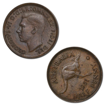 Australia 1951 Y. Perth Halfpenny Upset 9:30 o'clock VF