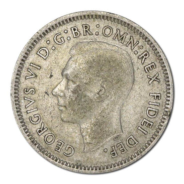 Australia 1951 P.L Sixpence Error: Shaved Reverse Planchet