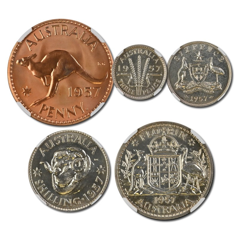 Australia 1957 Five Coin Proof Set