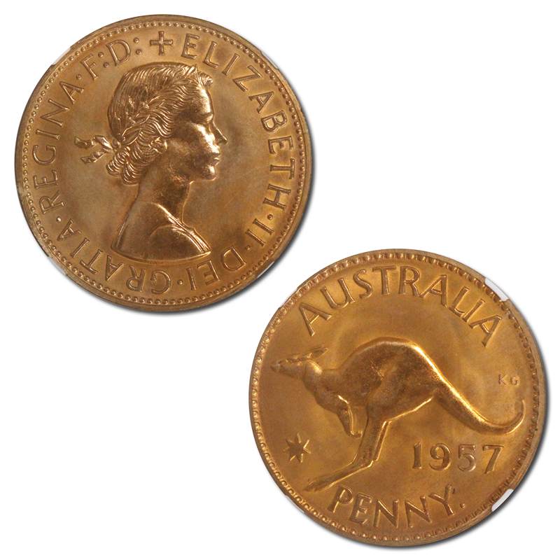 Australia 1957 Y. Proof Penny