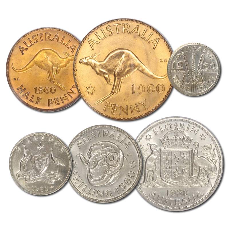 Australia 1960 Melbourne & Perth Mint 6 Coin Proof Set