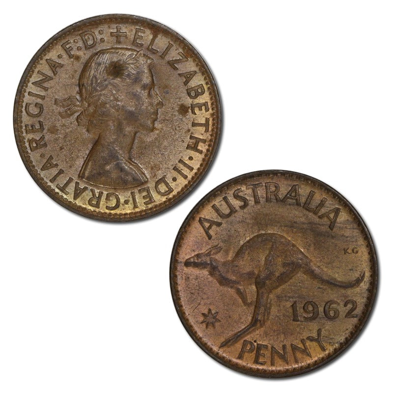 Australia 1962 Y. Perth Penny Variety Double Nose EF