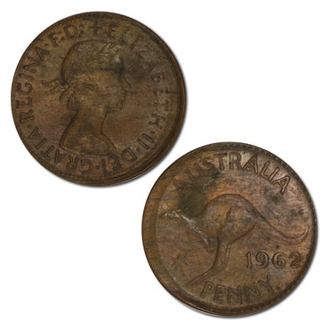 Australia 1962 Y. Perth Penny Error 10% Mistrike EF
