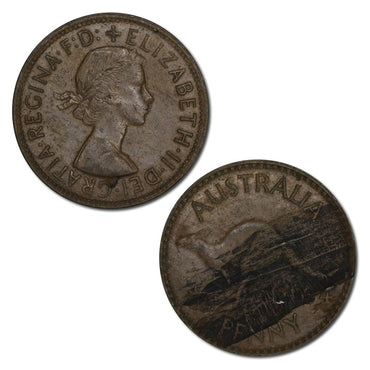 Australia 1964 Penny Error Planchet Flaw VF