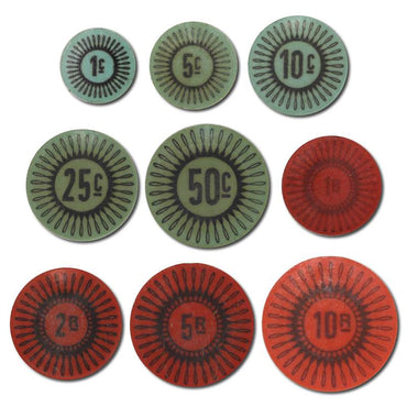 Keeling Cocos Islands 1968 Partial Set of 9 Plastic Tokens