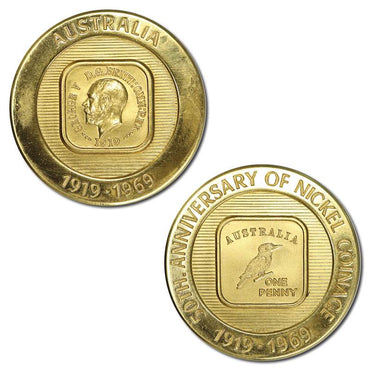 Australia 1969 50th Anniversary of Nickel Penny 18ct Gold