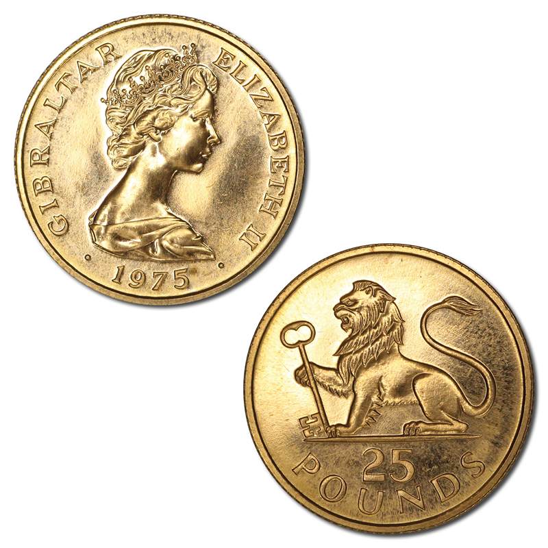 Gibraltar 1975 Elizabeth II Gold 25 Pounds Brilliant UNC