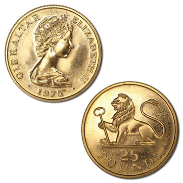 Gibraltar 1975 Elizabeth II Gold 25 Pounds Brilliant UNC