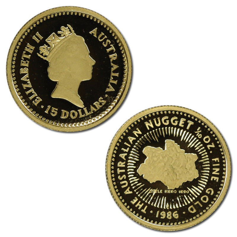 $15 Australia 1986 Gold Nugget 1/10oz Proof