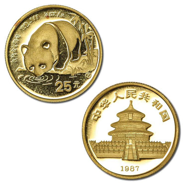 China 1987 Panda 25 Yuan 1/4oz Pure Gold FDC