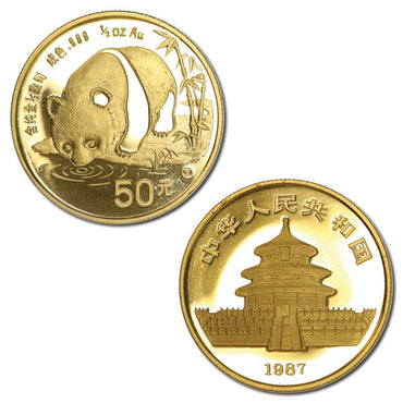 China 1987 Panda 50 Yuan 1/2oz Pure Gold FDC