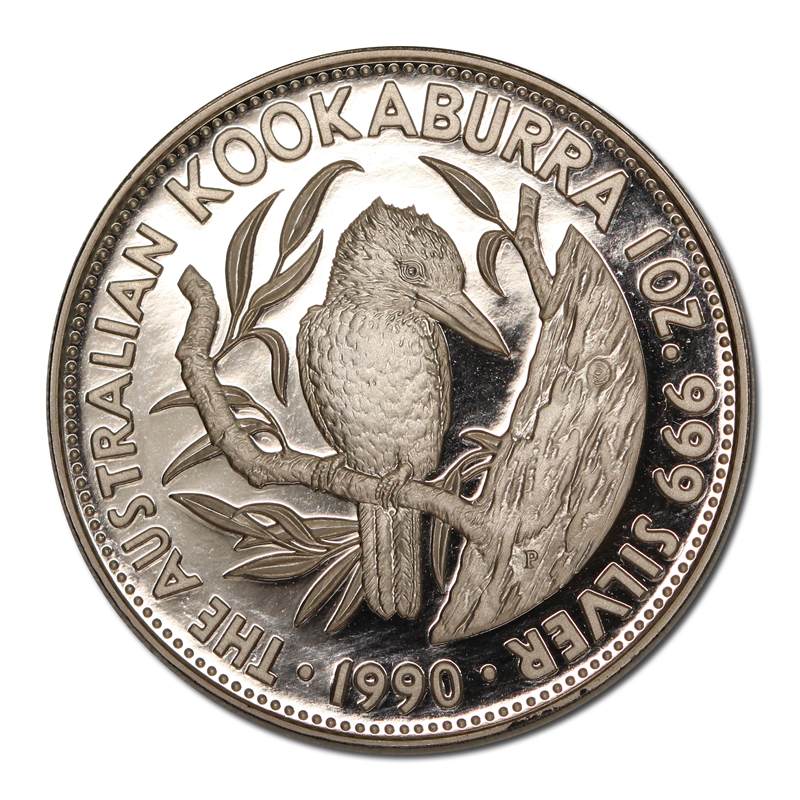 1990 Australian Kookaburra 1oz Silver $5 Proof