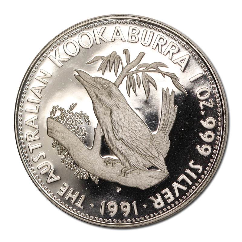 1991 Australian Kookaburra 1oz Silver $5 Proof