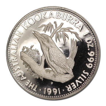 1991 Australian Kookaburra 1oz Silver $5 Proof