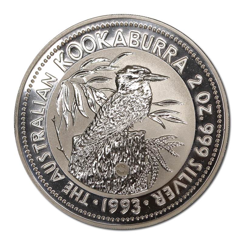1992 Australian Kookaburra $2 2oz Silver Two Whales Privy