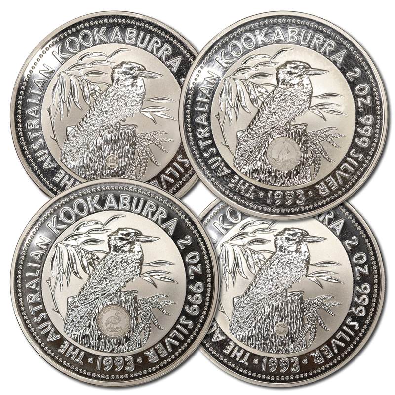 1993 Kookaburra 2oz Silver UNC -  Set of 4