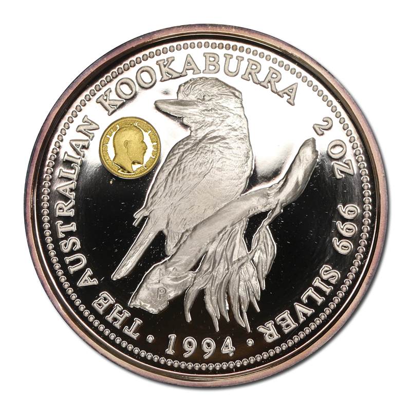 1994 Kookaburra 2oz Silver Proof - King Edward VII Gold Privy Mark