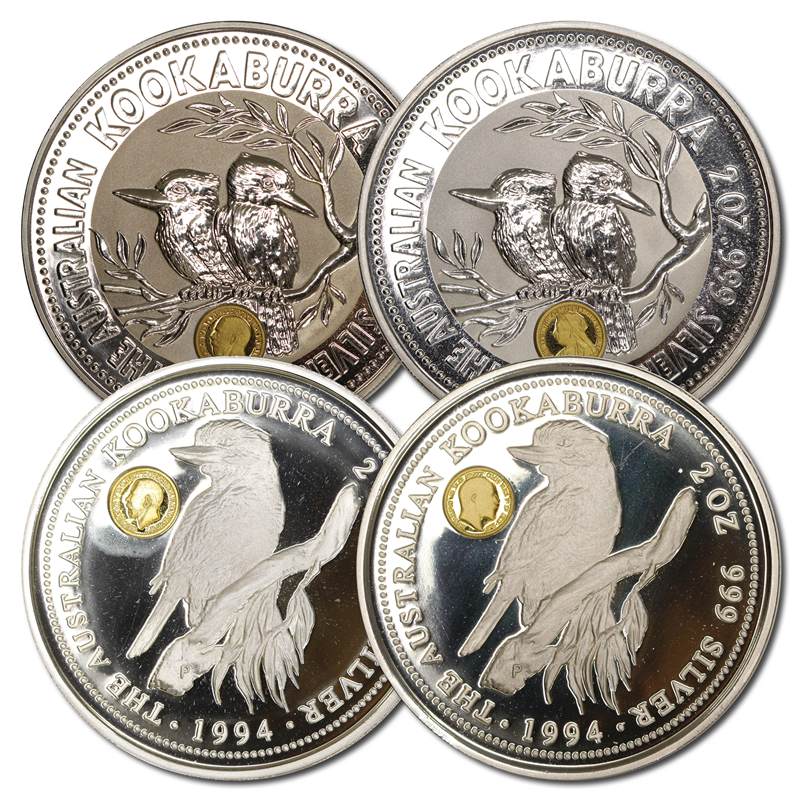 1994 Kookaburra 2oz Silver Proof - Monarch Privy Marks Set of 4