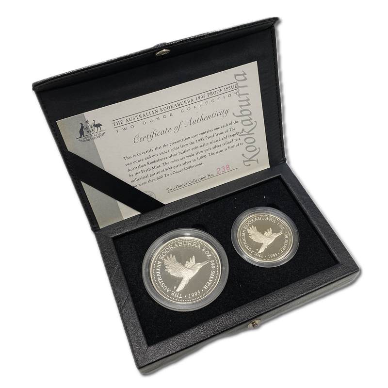 1995 Kookaburra 2oz & 1oz two coin proof Collection