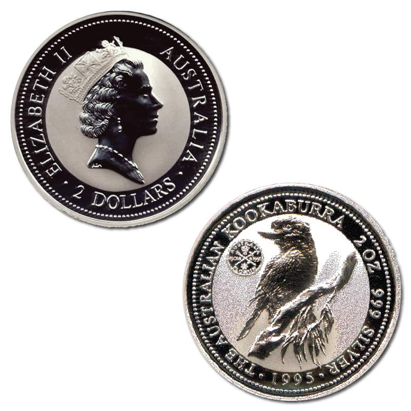 1995 Australia Kookaburra 2oz Silver Privy Mark