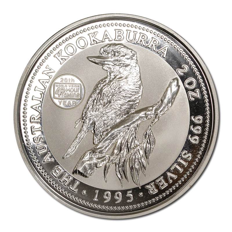 1995 Kookaburra 2oz Silver Proof - World Vision Privy Mark
